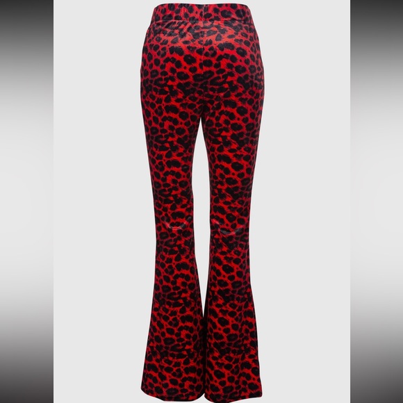 Cheetah print velvet bell bottoms palazzo flare pant. - Picture 1 of 3